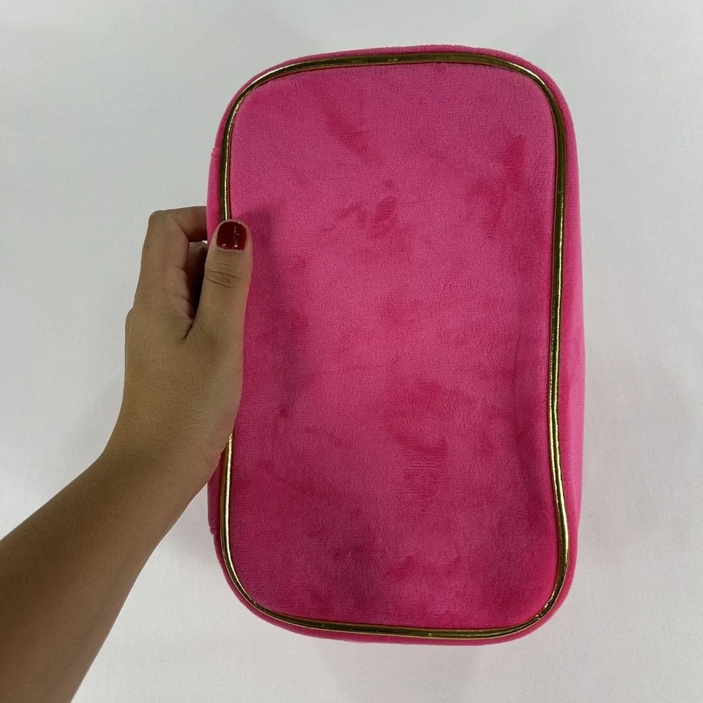 Juicy Couture Vintage Y2K Toiletry Case Rhienstone Pink And Gold Velour